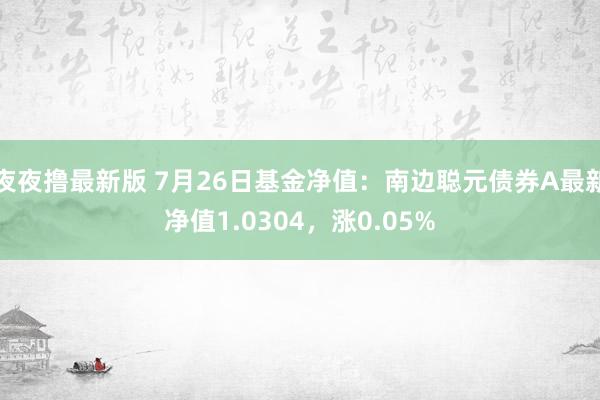 夜夜撸最新版 7月26日基金净值：南边聪元债券A最新净值1.0304，涨0.05%