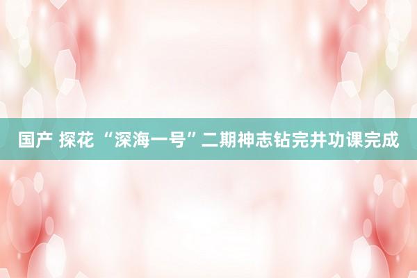 国产 探花 “深海一号”二期神志钻完井功课完成